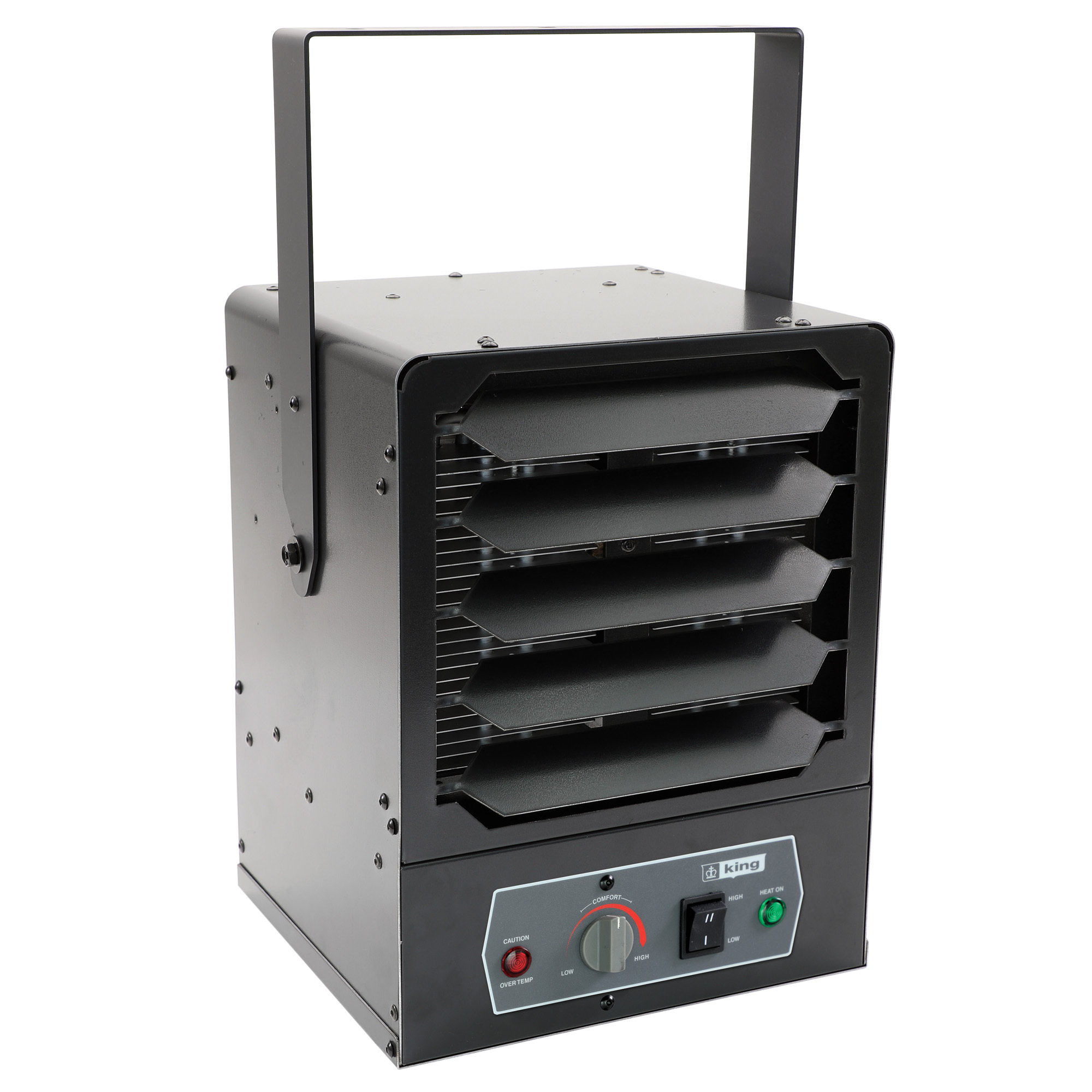 King Electric, KBP-LHP Compact Unit Heater w High-Low Switch, Heat Output 19454 Btu/hour, Heating Capability 570 ft², Model# KBP2406-1-S2-MB-T-LHP